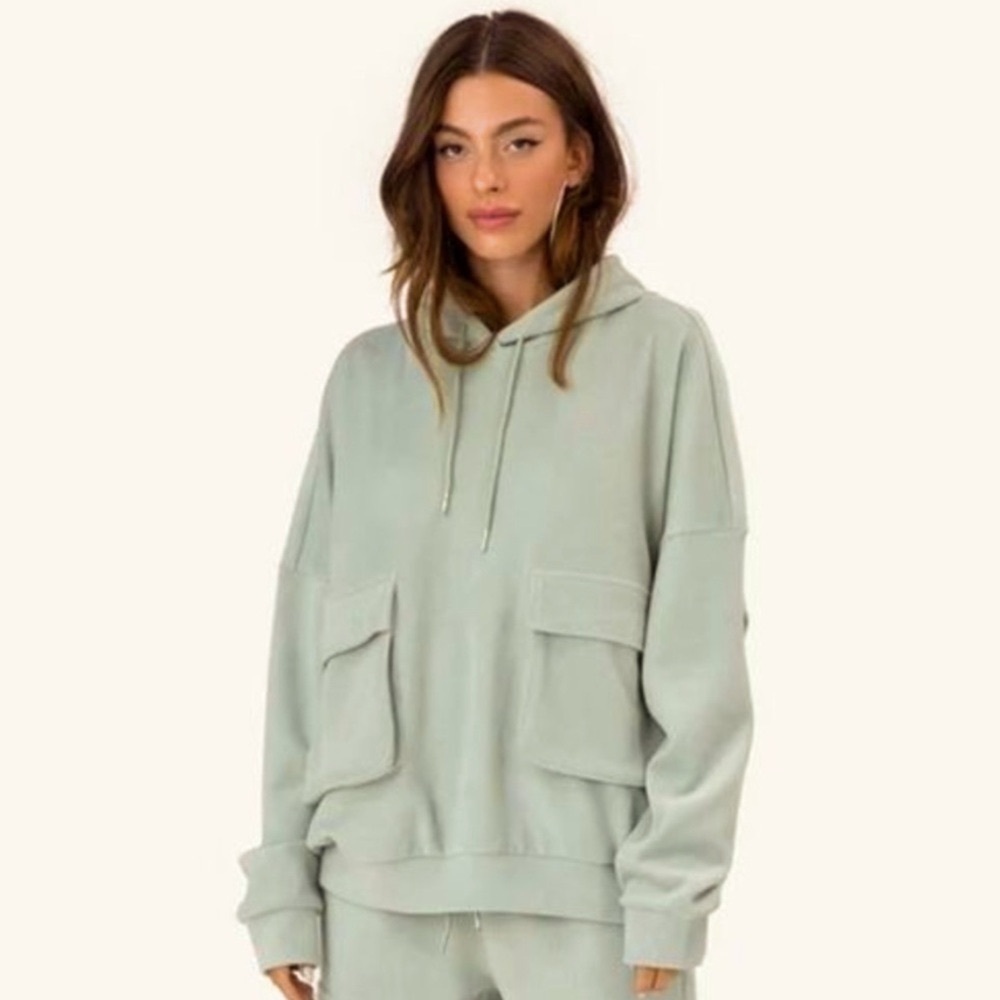 ✨ ADIKA ✨ Biggie Oversized Sweatshirt Hoodie Light Green Soft Corduroy